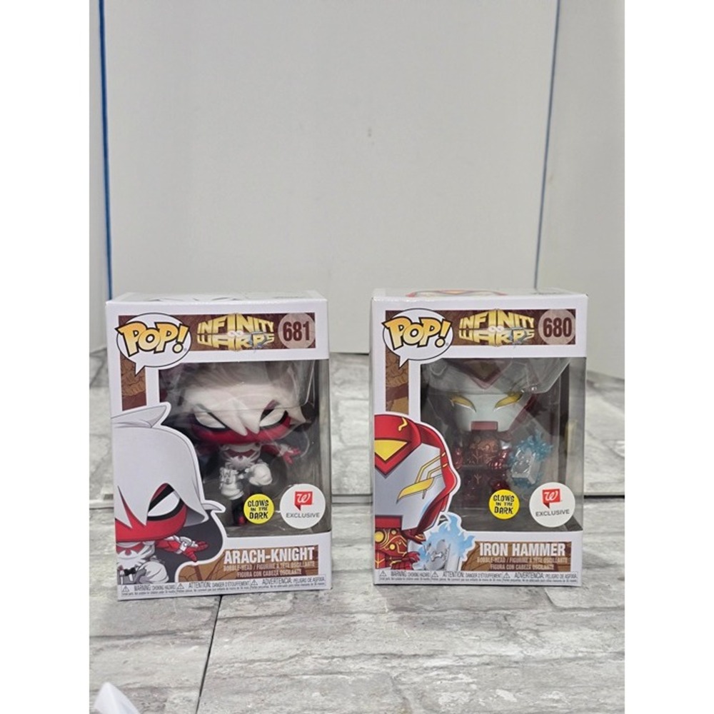 Lot of 2 FUNKO Pops Marvel Iron Hammer #680 Arach Knight 682